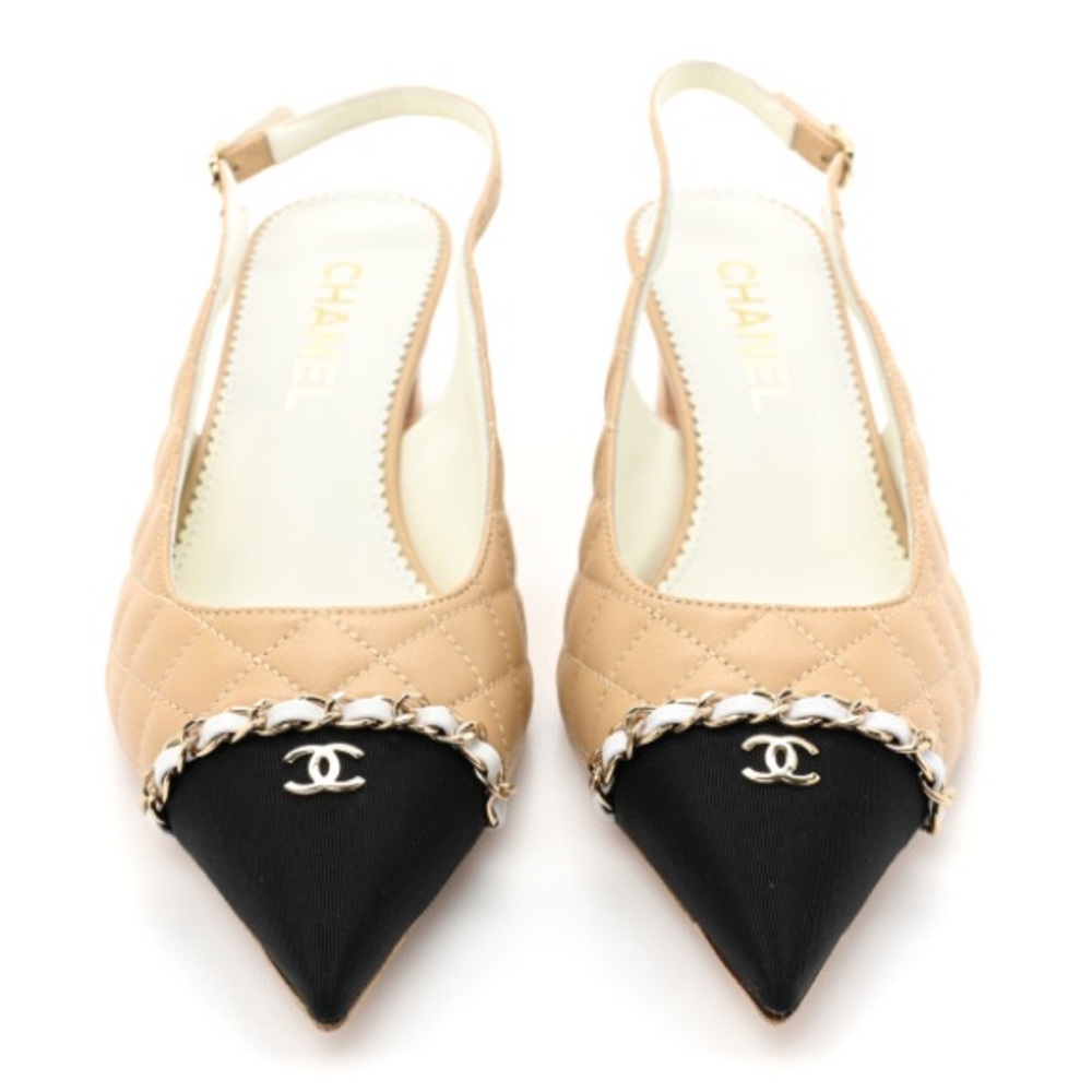 Chanel slingback kitten heel 38.5